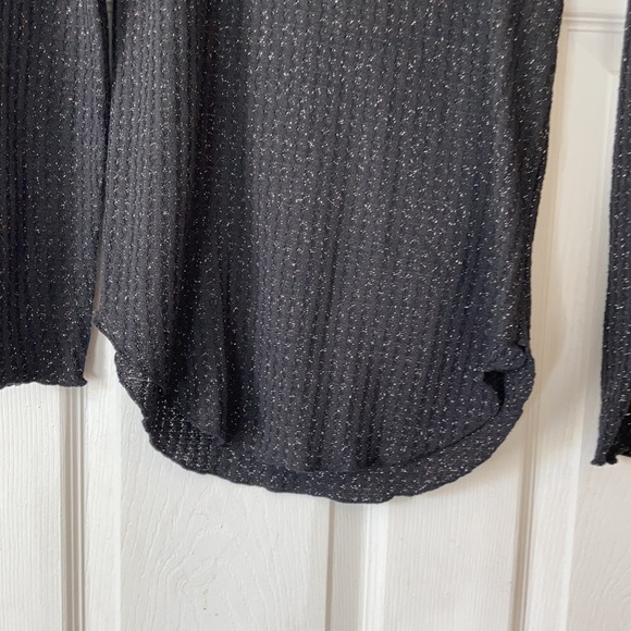 Chaser charcoal grey black glittery waffle knit funnel neck open back sweater - Picture 5 of 17